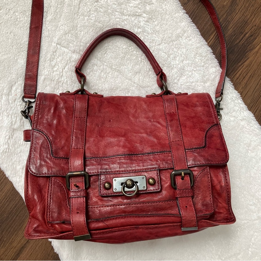 Frye Red Leather Satchel Bag